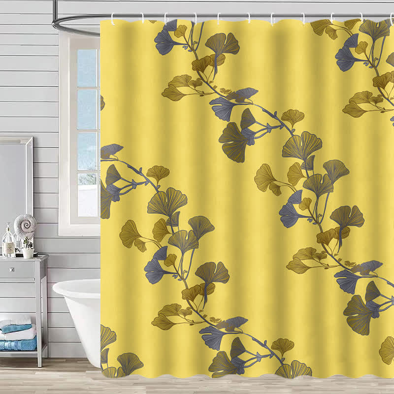 Tenda da doccia con stampa a foglia di ginkgo - Giallo - 230cm x 180cm - image 2
