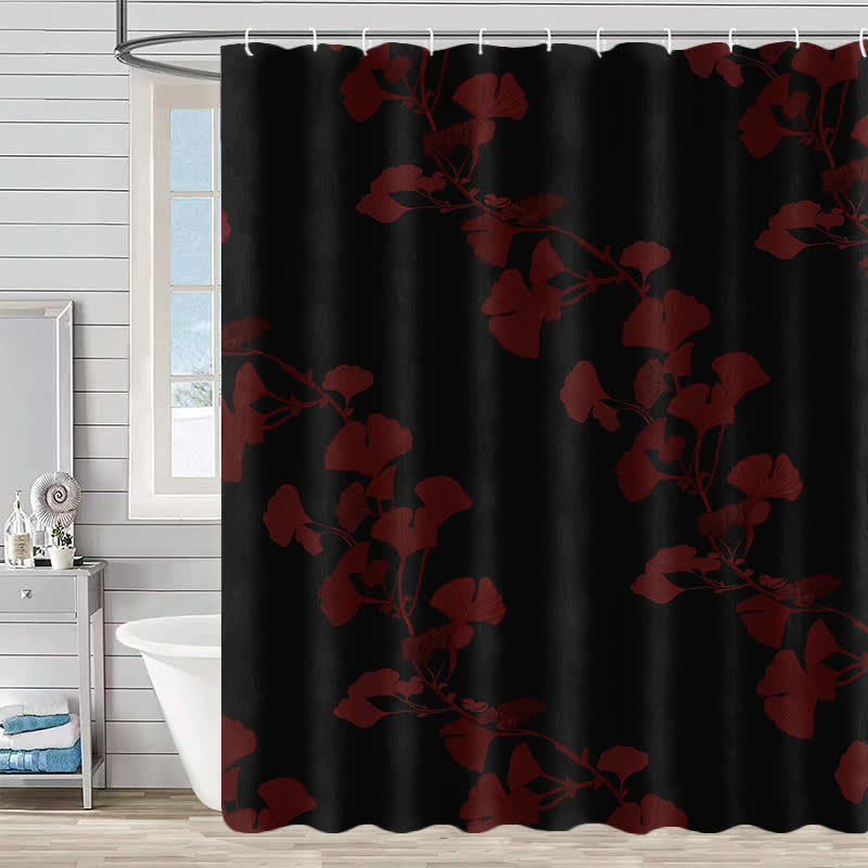 Tenda da doccia con stampa a foglia di ginkgo - Nero - 230cm x 180cm - image 6