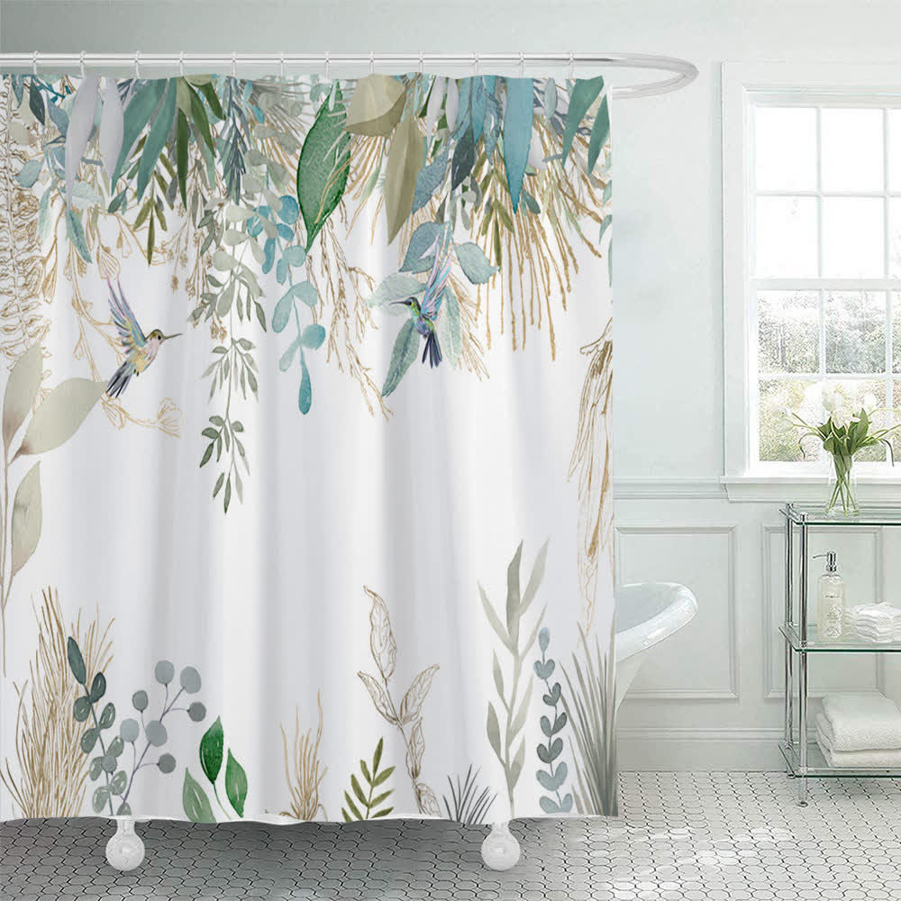 Tenda da doccia con stampa di uccelli botanici - 180cm x 200cm - image 0