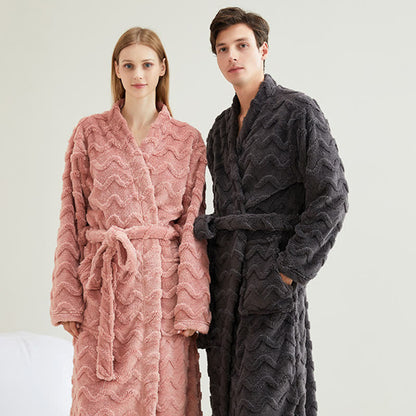 Accappatoio unisex in peluche con trama ondulata - image 1