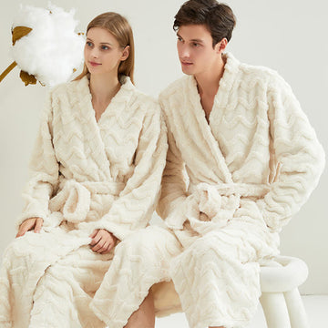 Accappatoio unisex in peluche con trama ondulata - image 0