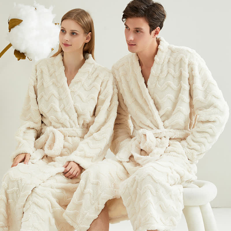 Accappatoio unisex in peluche con trama ondulata - image 0