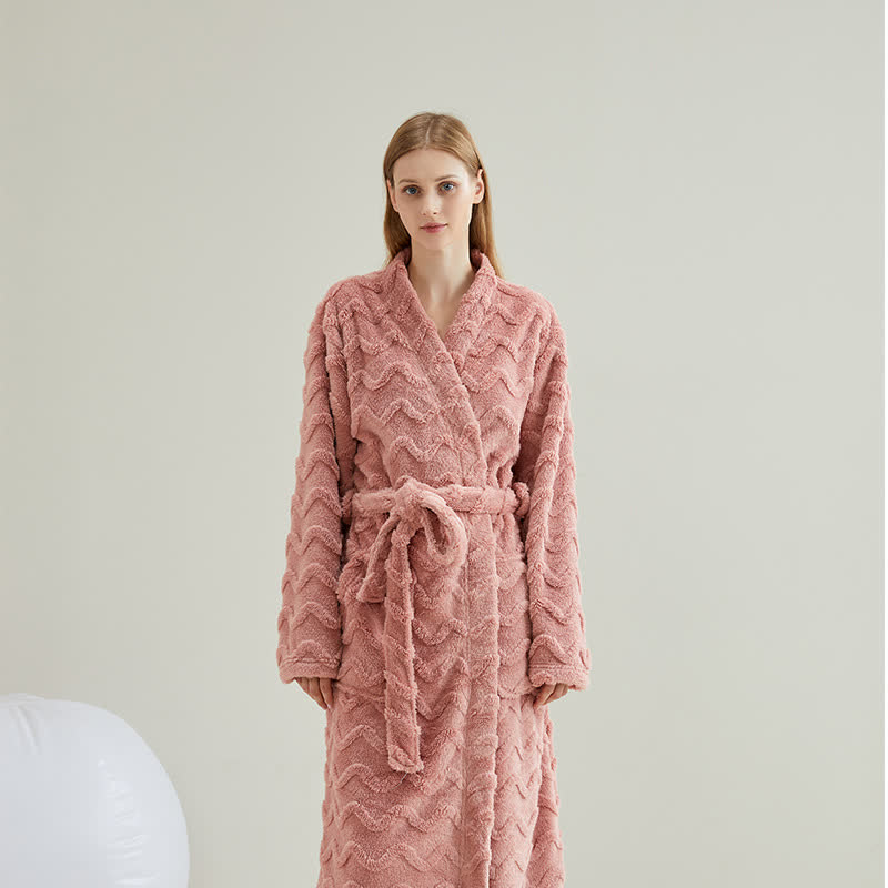 Accappatoio unisex in peluche con trama ondulata - Rosa - Donne: XL - image 3