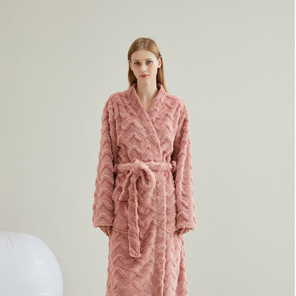 Accappatoio unisex in peluche con trama ondulata - Rosa - Donne: XL - image 3