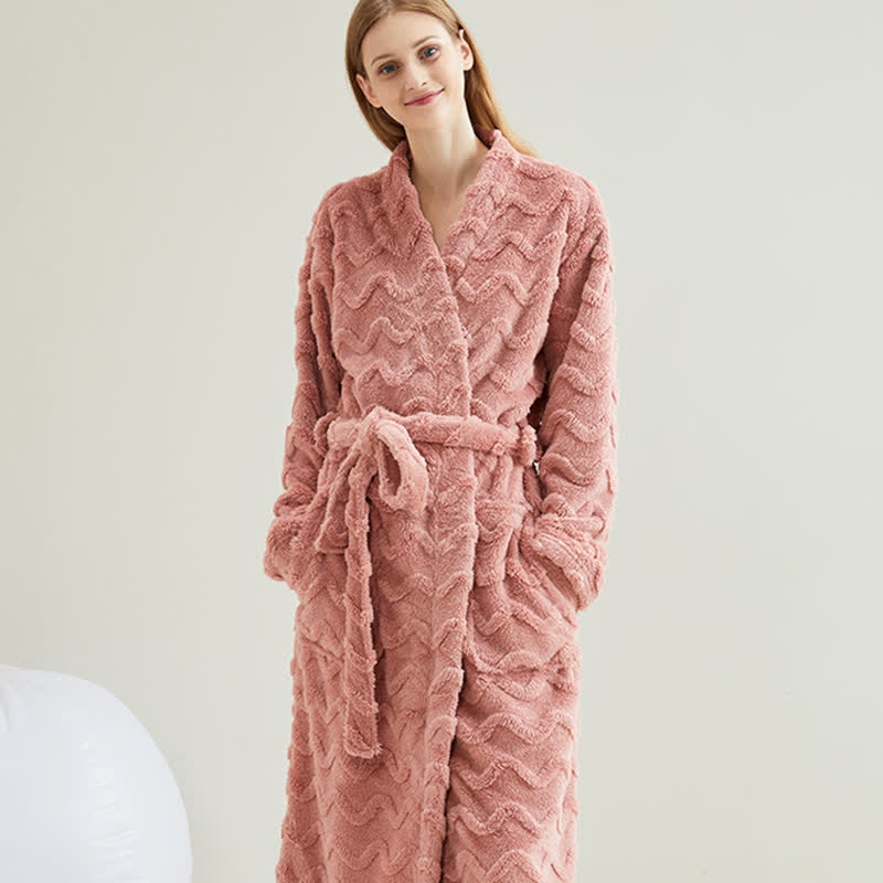 Accappatoio unisex in peluche con trama ondulata - image 4