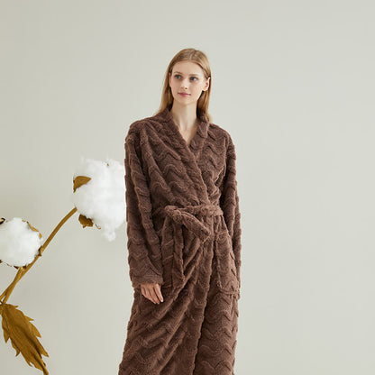 Accappatoio unisex in peluche con trama ondulata - Caffè - Uomo: 2XL - image 7
