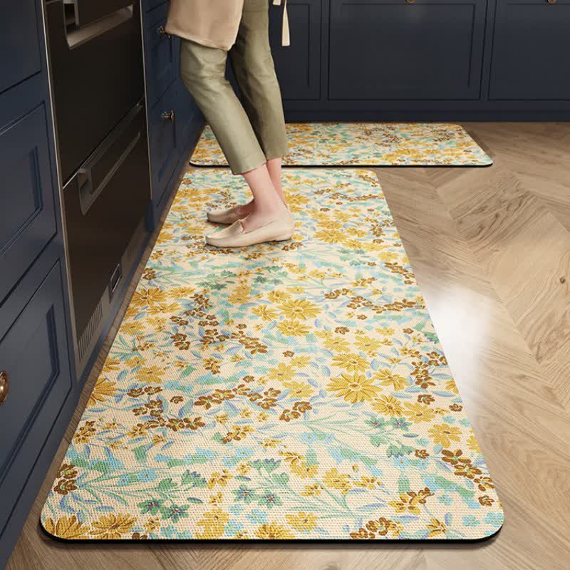 Tappeto da cucina assorbente Rustic Daisy - Beige - 60cm x 90cm+60cm x 200cm - image 1