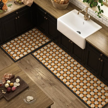 Tappeto da cucina con nodi a scacchi geometrici - 60cm x 90cm+ 60cm x 180cm - image 0