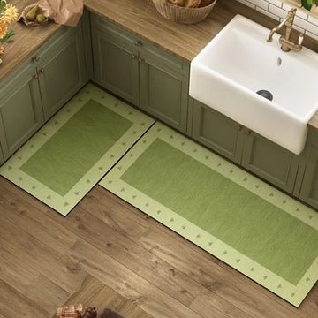 Tappeto da cucina con bordo verde fango diatomeo - 60cm x 90cm+ 60cm x 180cm - image 0