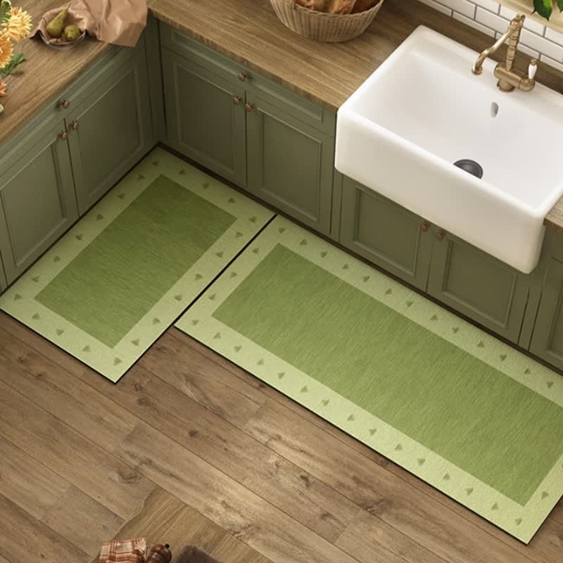 Tappeto da cucina con bordo verde fango diatomeo - 60cm x 90cm+ 60cm x 180cm - image 0