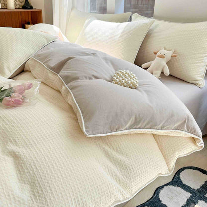 Set di biancheria da letto minimalista in cotone a nido d'ape - image 2