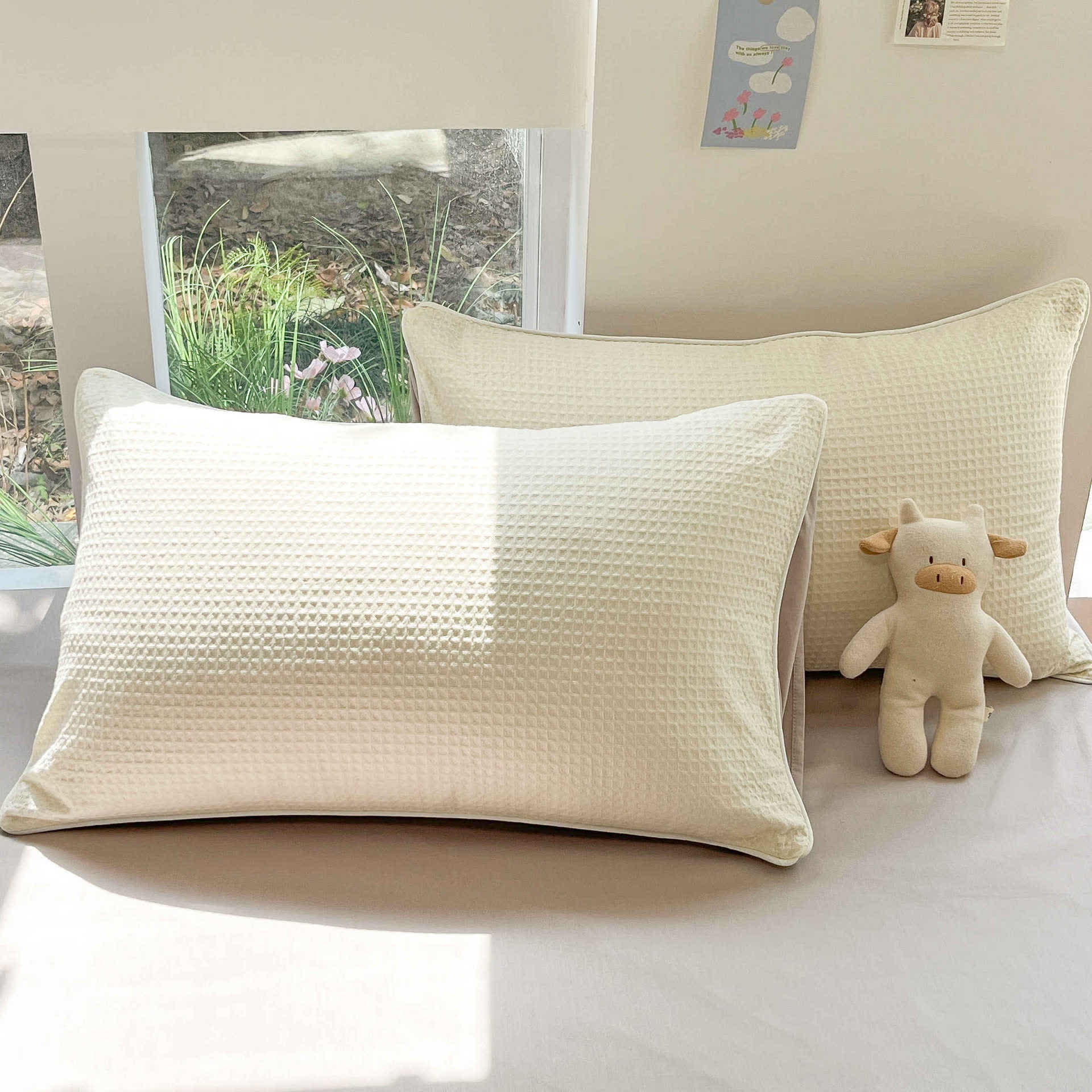 Set di biancheria da letto minimalista in cotone a nido d'ape - image 6