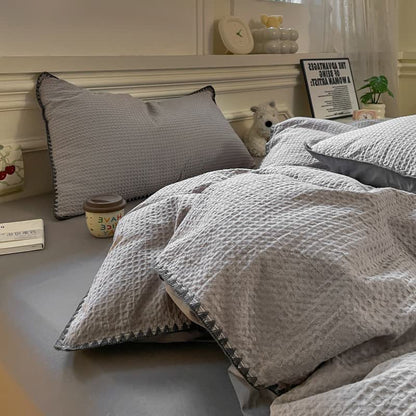 Biancheria da letto in puro cotone con trama a nido d'ape - Grigio - Matrimoniale Grande - image 11