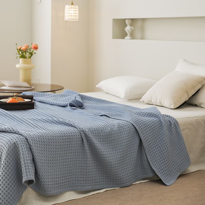 Coperta in garza di cotone a nido d'ape - Azzurro chiaro - 200cm x 230cm - image 13