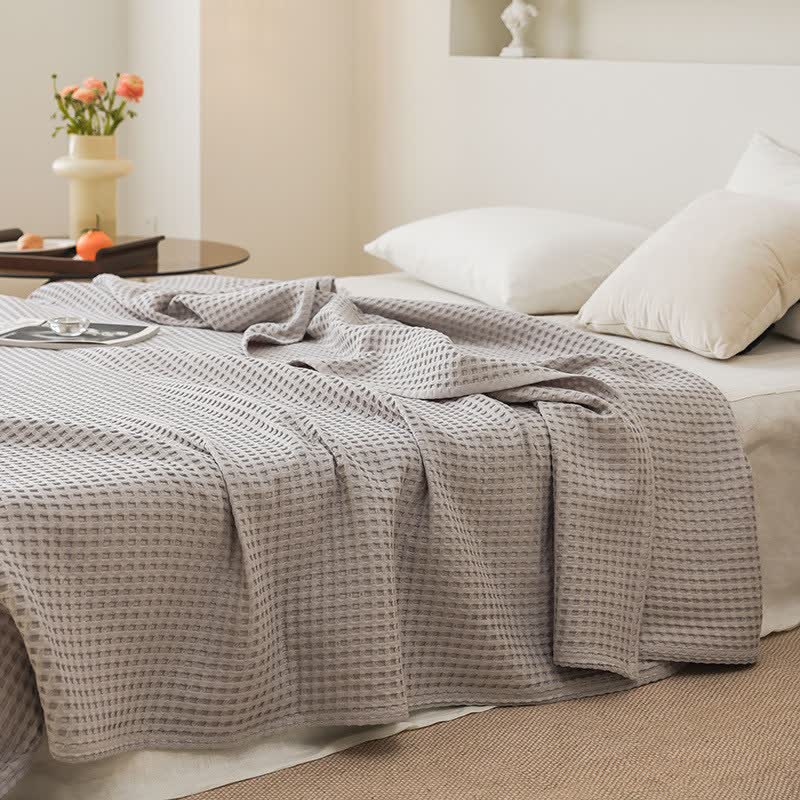 Coperta in garza di cotone a nido d'ape - Grigio chiaro - 200cm x 230cm - image 15