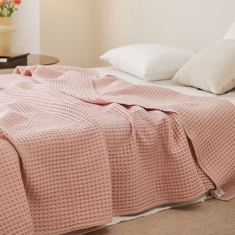 Coperta in garza di cotone a nido d'ape - Rosa chiaro - 200cm x 230cm - image 12