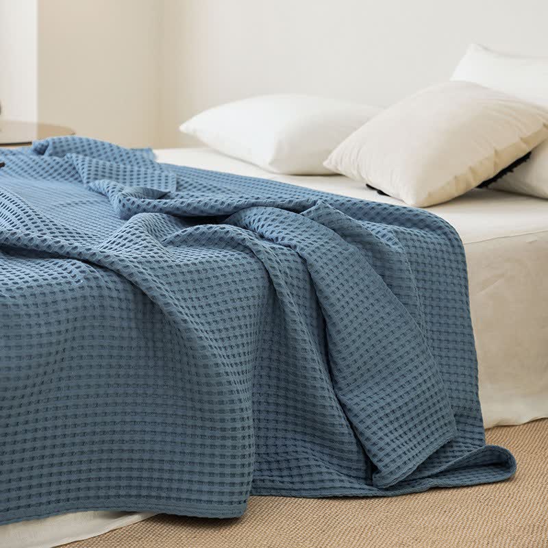 Coperta in garza di cotone a nido d'ape - Blu - 200cm x 230cm - image 5