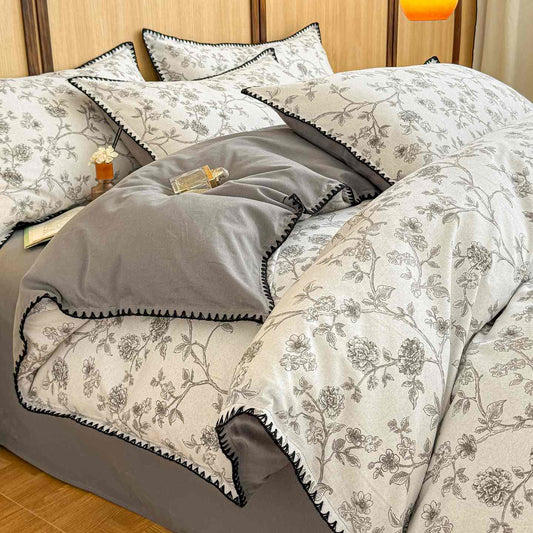 Elegante set di biancheria da letto in cotone spazzolato floreale - Matrimoniale Grande - image 0