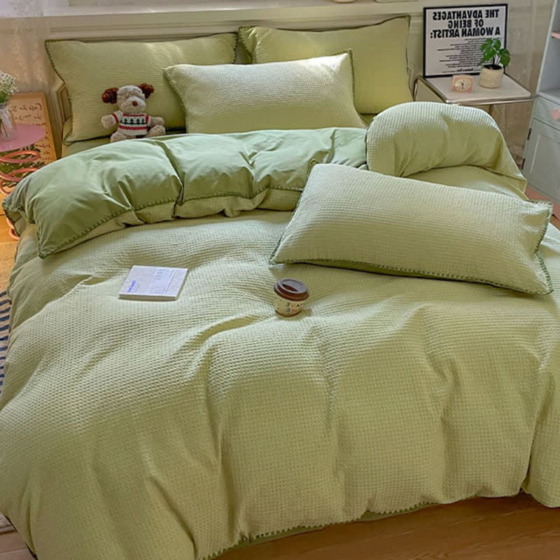 Biancheria da letto in puro cotone con trama a nido d'ape - image 1