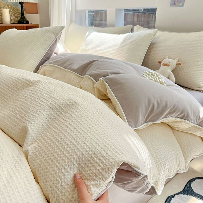 Set di biancheria da letto minimalista in cotone a nido d'ape - image 3