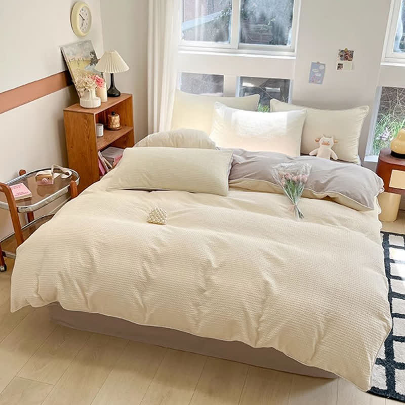 Set di biancheria da letto minimalista in cotone a nido d'ape - image 5
