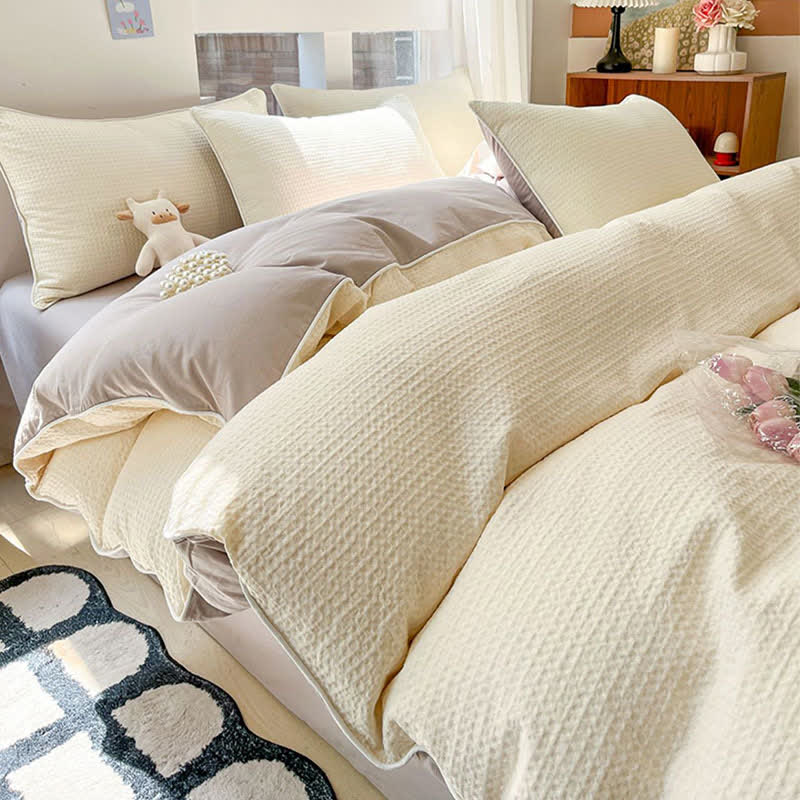 Set di biancheria da letto minimalista in cotone a nido d'ape - image 4