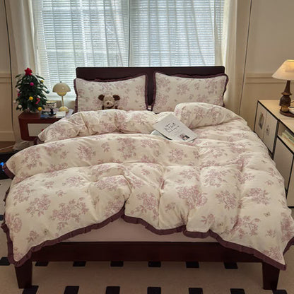 Elegante set di biancheria da letto in cotone con volant floreali - image 1