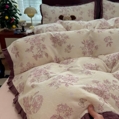 Elegante set di biancheria da letto in cotone con volant floreali - image 7