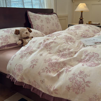 Elegante set di biancheria da letto in cotone con volant floreali - image 4