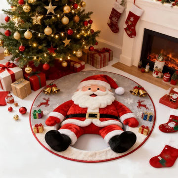 Tappeto natalizio effetto 3D con Babbo Natale - 140cm x 140cm - image 0
