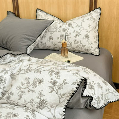 Elegante set di biancheria da letto in cotone spazzolato floreale - image 1