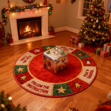 Tappeto effetto 3D a forma di dado ispirato al Natale - 140cm x 140cm - image 0