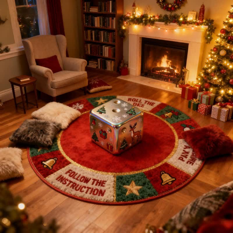 Tappeto effetto 3D a forma di dado ispirato al Natale - image 2