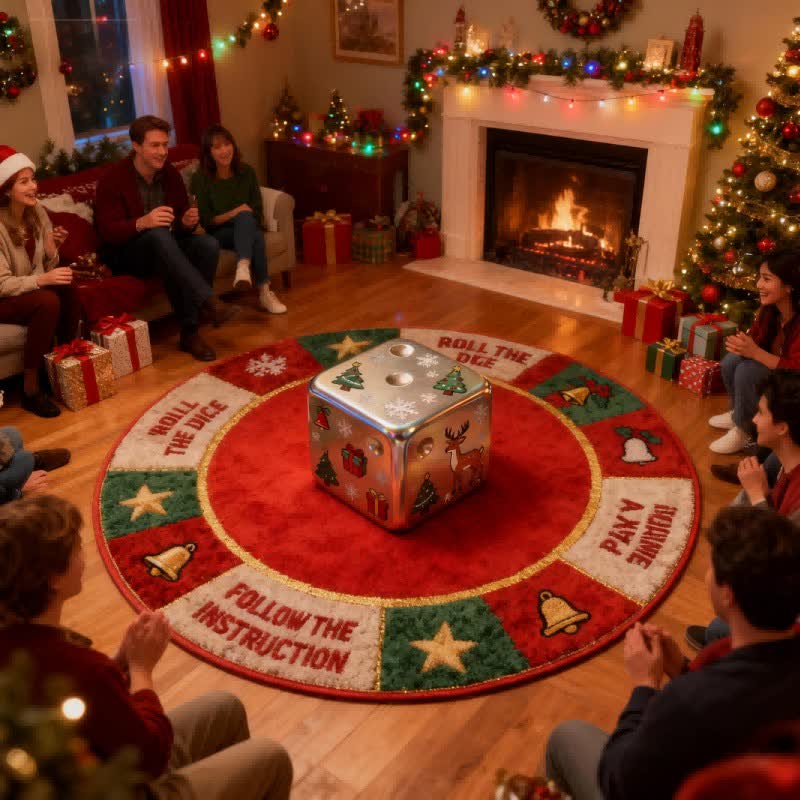Tappeto effetto 3D a forma di dado ispirato al Natale - image 1