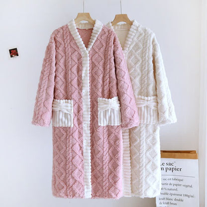 Camicia da notte con bottoni in peluche con trama a rombi - image 0