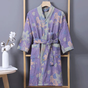 Accappatoio per bambini in garza di cotone floreale Lily - Viola - Bambino: 135-150 cm - image 0