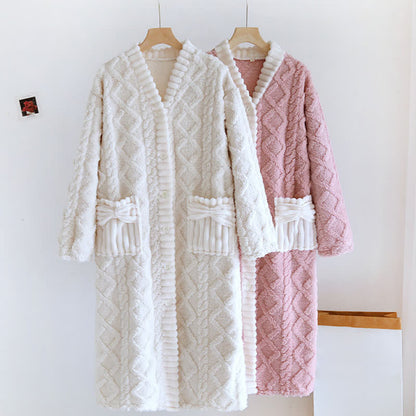 Camicia da notte con bottoni in peluche con trama a rombi - image 1