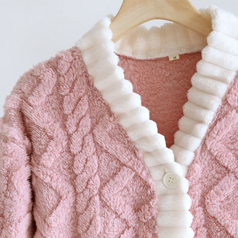 Camicia da notte con bottoni in peluche con trama a rombi - image 7