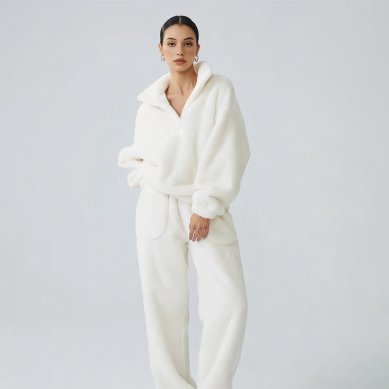 Completo da notte in peluche tinta unita - image 2