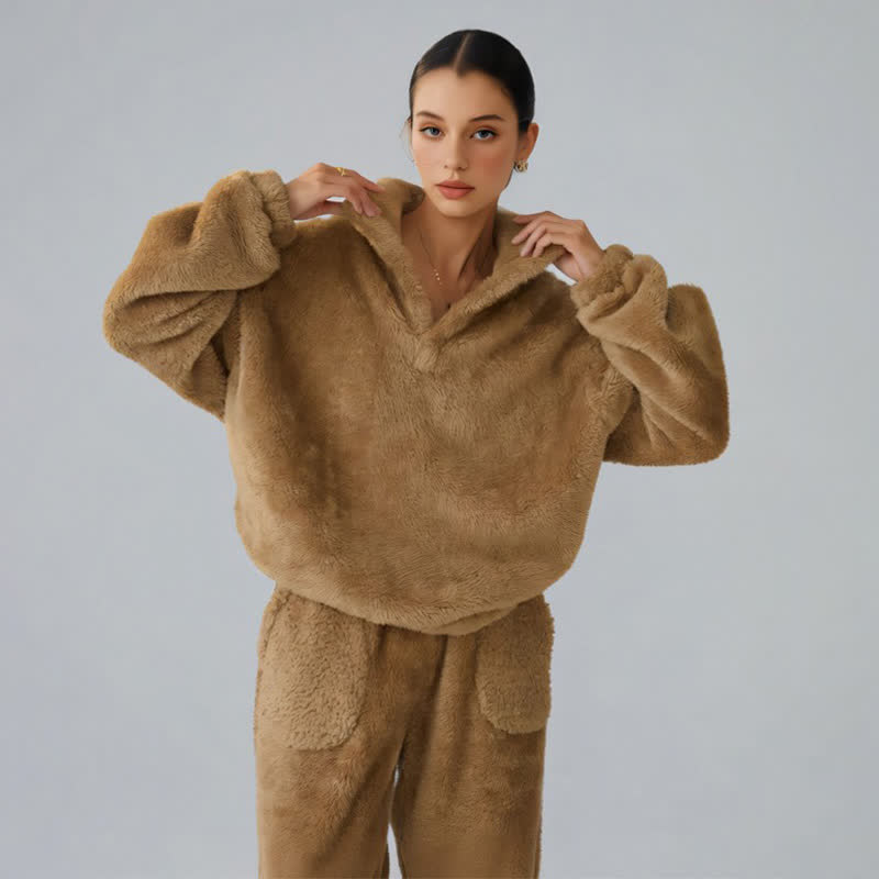 Completo da notte in peluche tinta unita - image 5