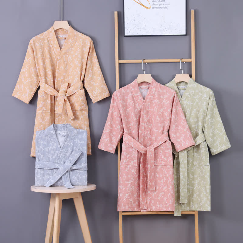 Accappatoio per bambini in garza di cotone con ramo di pupazzo di neve - image 0