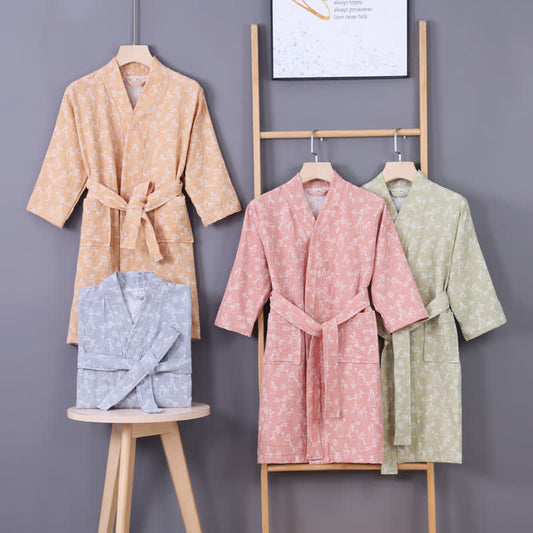 Accappatoio per bambini in garza di cotone con ramo di pupazzo di neve - image 0