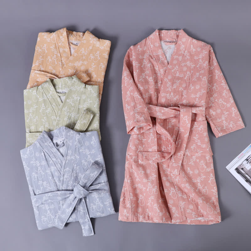 Accappatoio per bambini in garza di cotone con ramo di pupazzo di neve - image 1