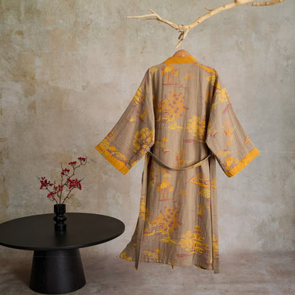 Kimono in garza di cotone jacquard con motivo paesaggistico - image 1