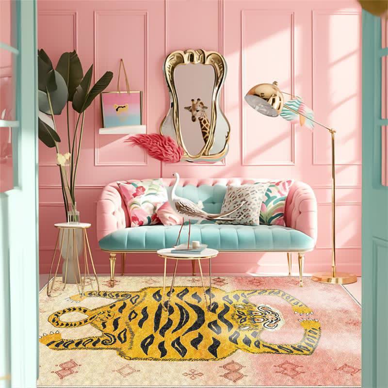 Tappeto etnico tibetano rettangolare con tigre - Rosa chiaro - 243*304cm - image 18