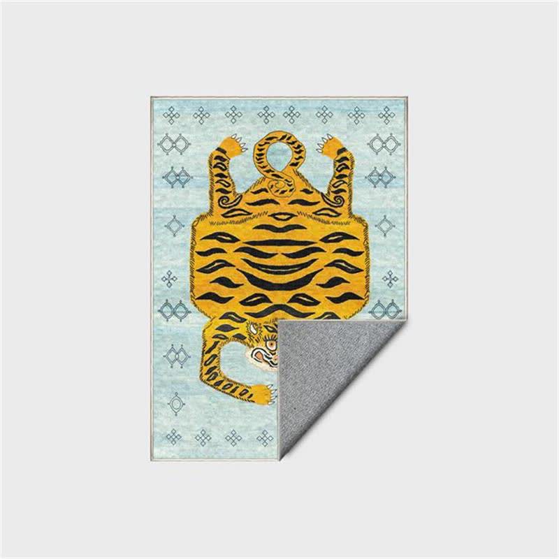Tappeto etnico tibetano rettangolare con tigre - image 17