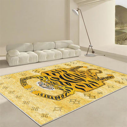 Tappeto etnico tibetano rettangolare con tigre - image 3