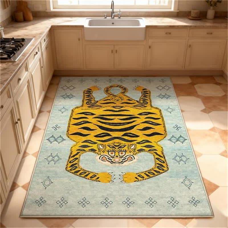 Tappeto etnico tibetano rettangolare con tigre - image 15
