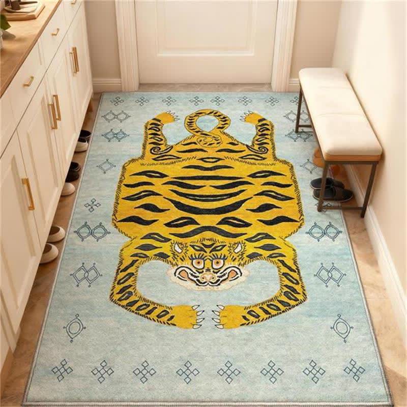 Tappeto etnico tibetano rettangolare con tigre - image 14