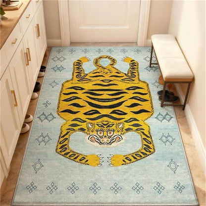 Tappeto etnico tibetano rettangolare con tigre - image 14